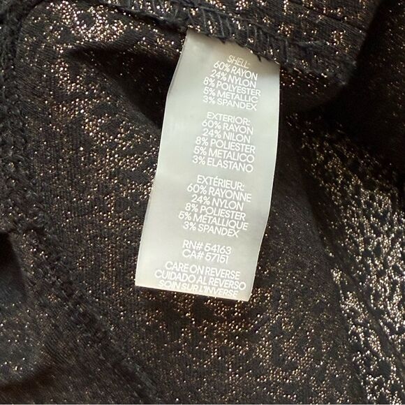 Calvin Klein Faux Wrap Dress Black Metallic Ruffle Hem Stretch Dress Sz 6 NWT - Picture 8 of 11